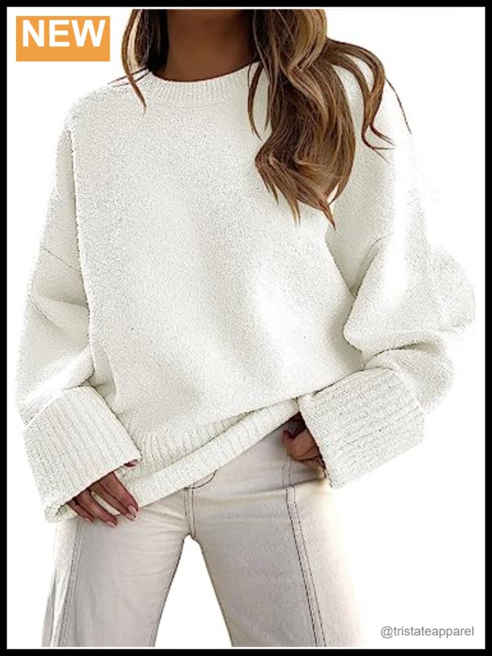 ANRABESS Women Oversized Knit Sweater Crew Neck Long Sleeve Cozy Winter Pullover